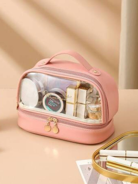 Ecarla Zwei Ebenen Stoff Make-up Tasche Fenster Rosa Ks115r