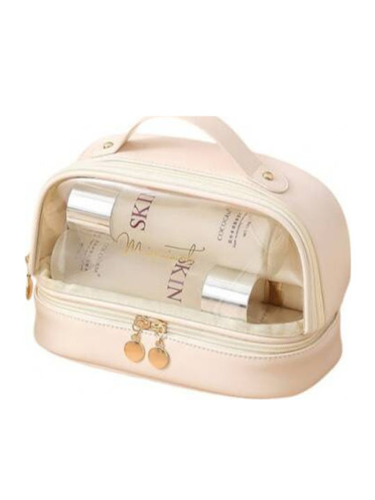 Ecarla Two-level Fabric Makeup Bag Window Cream Ks115b