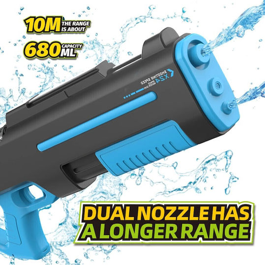 ROZATOYS X24 Electric Rechargeable Water Blaster Dual Spray 680ml with Range 10m Grey