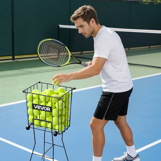 Vevor Καρότσι Συλλογής Μπαλών Τένις Pickleball Ρόδες Χωρητικότητα 75 Μπάλες Wqsnljtgtg75z8red001v0