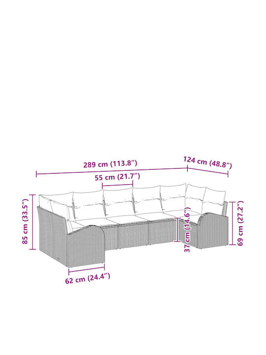 Ecksofa Outdoor Rattan mit Kissen