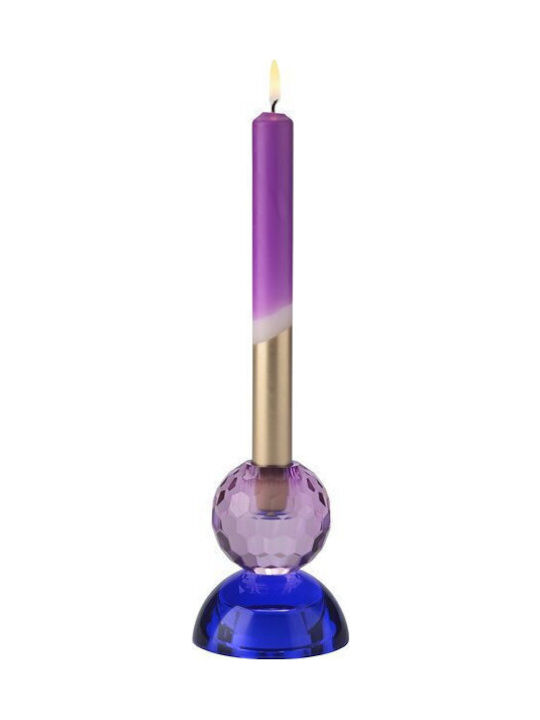 Crystal Candle Holder In Blue Colour 8x8x9cm