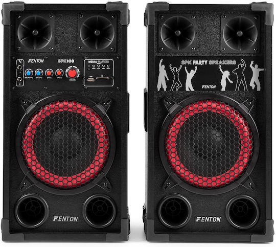 Fenton SPK-108 Set with Active PA Speaker 400W with 8" Woofer 31.5x52.5x24.5cm