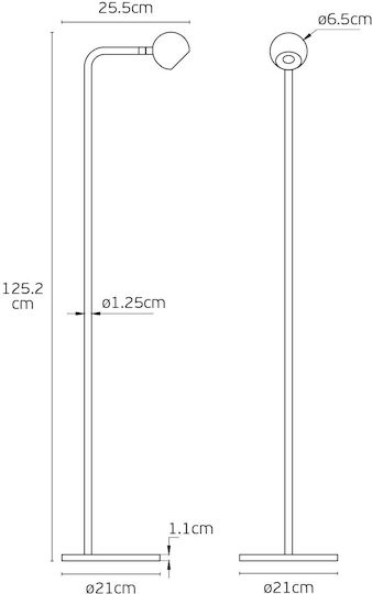 VK Lighting LED Φωτιστικό Δαπέδου Υ125.2εκ. με Θερμό Λευκό Φως 468lm Μαύρο