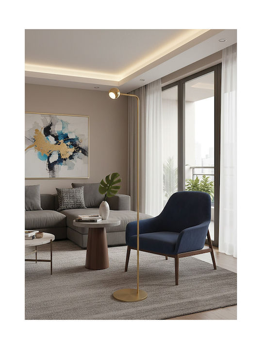 VK Lighting LED Floor Lamp Height 125.2cm With Warm White Light 468lm Gold