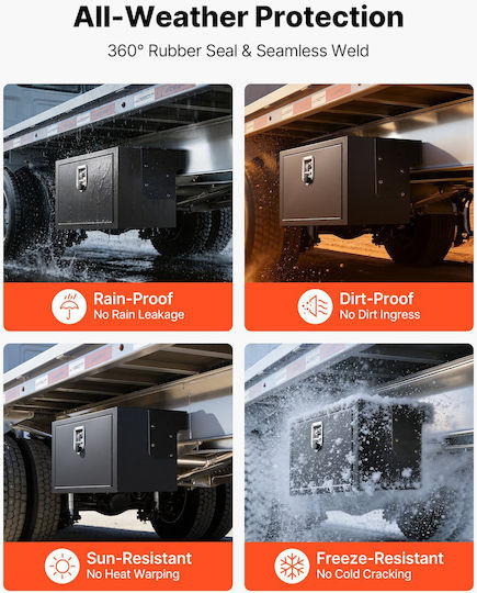 Vevor Underbody Truck Tool Box 762 X 457 X 457 Mm Κουτί Αποθήκευσης Τρέιλερ Χάλυβα Βαρέως Τύπου Κλειδαριά & Κλειδιά Αδιάβροχη Οργάνωση Αποθήκευσης Τρέιλερ Κάτω Αμάξωμα Λαβή T Φορτηγό Van Suv Μαύρο