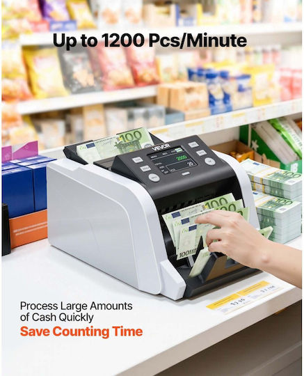 Vevor Mixed Count Banknote Counter with UV MG Counterfeit Detection