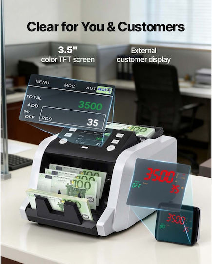 Vevor Mixed Count Banknote Counter with UV MG Counterfeit Detection