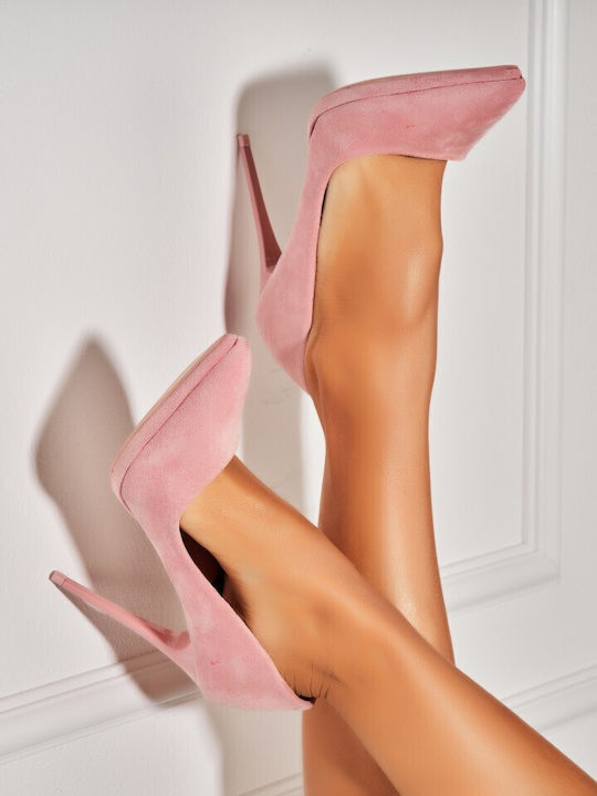 Wildleder Pumps mit Hohem Absatz Rosa