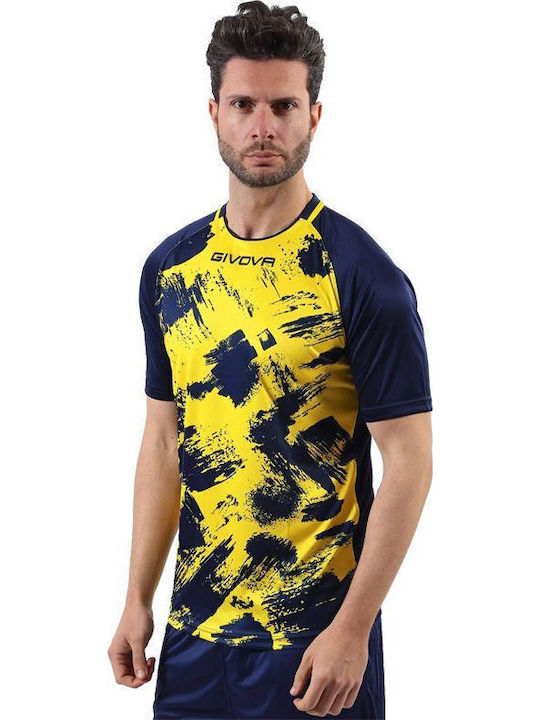 Sportliches T-Shirt Marineblau/Gelb