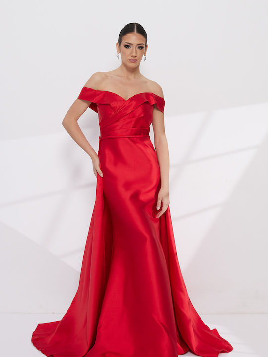 Summer Maxi Dress for Wedding - Christening Satin Red
