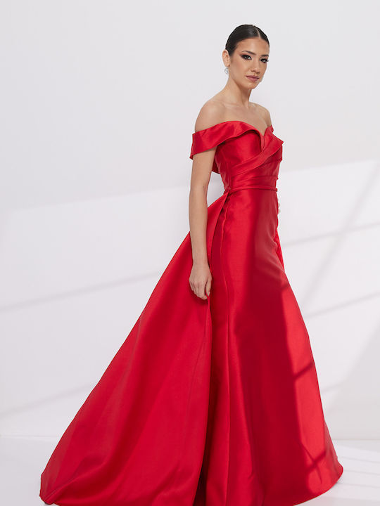 Summer Maxi Dress for Wedding - Christening Satin Red