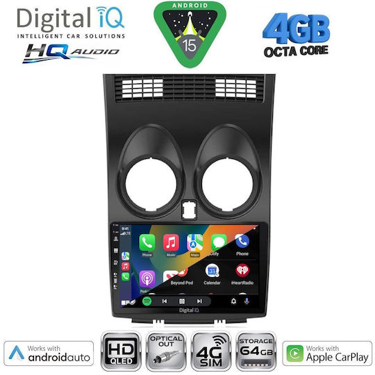 Digital IQ Ηχοσύστημα Αυτοκινήτου για Nissan Qashqai 2007-2014 (Bluetooth/USB/WiFi/GPS/Apple-Carplay/Android-Auto) με Οθόνη Αφής 9"