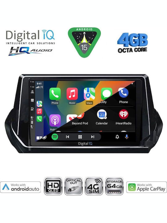 Digital IQ Car Audio System for Peugeot 208 2008 (Bluetooth/USB/WiFi/GPS/Apple CarPlay/Android Auto) with 9" Touch Screen