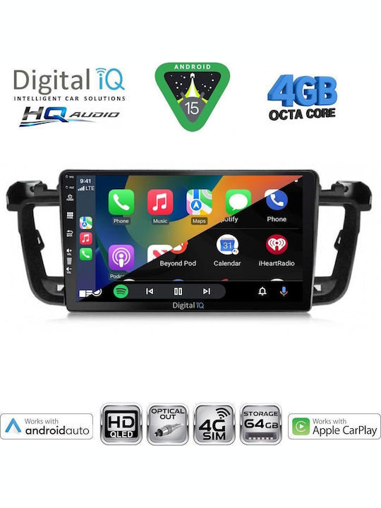 Digital IQ Car Audio System for Peugeot 508 2010-2016 Bluetooth USB WiFi GPS Apple CarPlay Android Auto with 9" Touch Screen