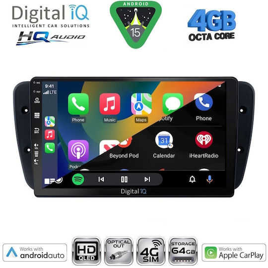 Digital IQ Car Audio System for Seat Ibiza 2008-2015 (Bluetooth/USB/WiFi/GPS/Apple CarPlay/Android Auto) with 9" Touch Screen