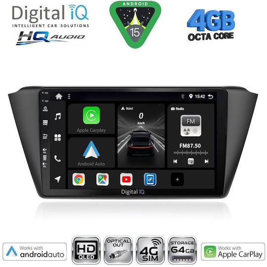 Digital IQ Car Audio System for Skoda Fabia 2008-2014 Bluetooth USB WiFi GPS Apple CarPlay Android Auto with 10" Touch Screen