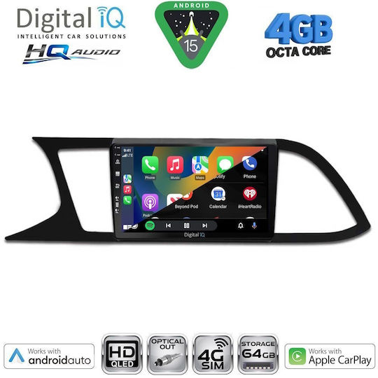 Digital IQ Car Audio System for Seat Leon 2012-2021 with Clima (Bluetooth/USB/WiFi/GPS/Apple CarPlay/Android Auto) with 9" Touch Screen