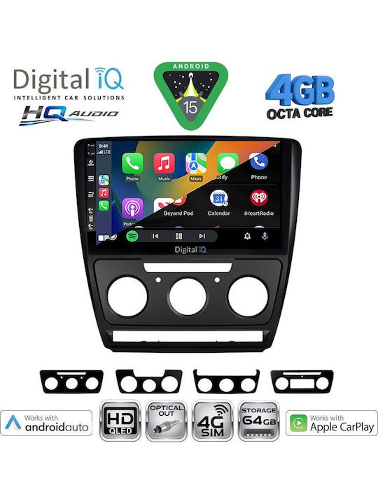 Digital IQ Car Audio System for Skoda Octavia 2005-2012 with Clima (Bluetooth/USB/WiFi/GPS/Apple CarPlay/Android Auto) with 10" Touch Screen