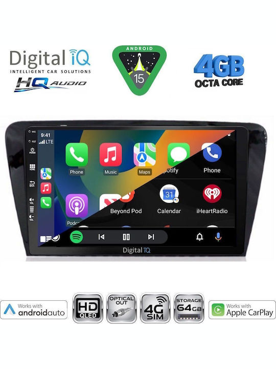 Digital IQ Car Audio System for Skoda Octavia 2013-2021 with Clima Bluetooth USB WiFi GPS Apple CarPlay Android Auto with 10" Touch Screen