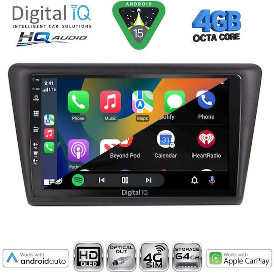 Digital IQ Ηχοσύστημα Αυτοκινήτου για Skoda Rapid 2014-2019 με Clima (Bluetooth/USB/WiFi/GPS/Apple-Carplay/Android-Auto) με Οθόνη Αφής 9"