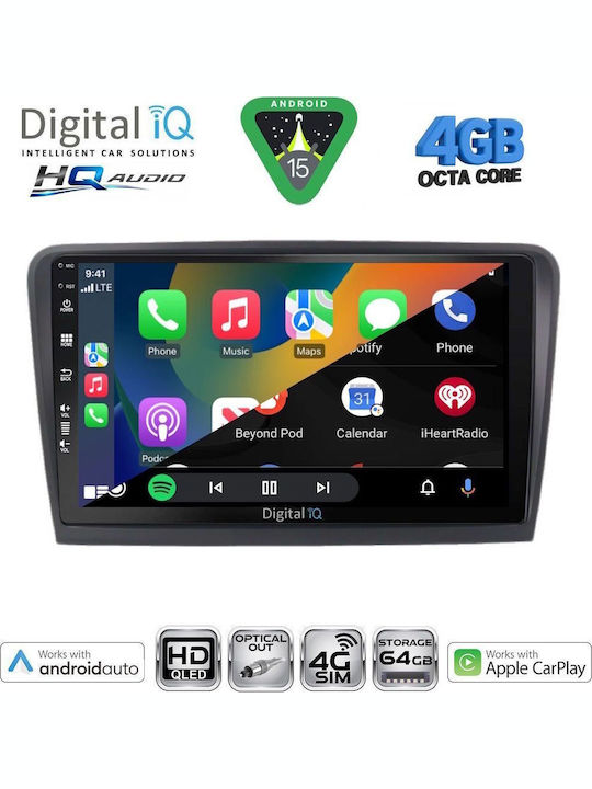 Digital IQ Car Audio System for Skoda Rapid 2014-2019 with Clima (Bluetooth/USB/WiFi/GPS/Apple CarPlay/Android Auto) with 9" Touch Screen