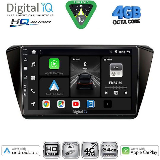Digital IQ Ηχοσύστημα Αυτοκινήτου για Skoda Rapid 2014-2019 με Clima (Bluetooth/USB/WiFi/GPS/Apple-Carplay/Android-Auto) με Οθόνη Αφής 9"