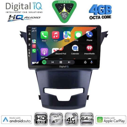 Digital IQ Car Audio System for Ssangyong Actyon / Kyron 2006-2015 (Bluetooth/USB/WiFi/GPS/Apple CarPlay/Android Auto) with 9" Touch Screen