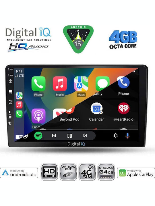 Digital IQ Car Audio System for Ssangyong Actyon / Kyron 2006-2015 (Bluetooth/USB/WiFi/GPS/Apple CarPlay/Android Auto) with 9" Touch Screen