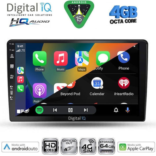 Digital IQ Car Audio System for Ssangyong Rexton 2002-2006 (Bluetooth/USB/WiFi/GPS/Apple CarPlay/Android Auto) with 9" Touch Screen