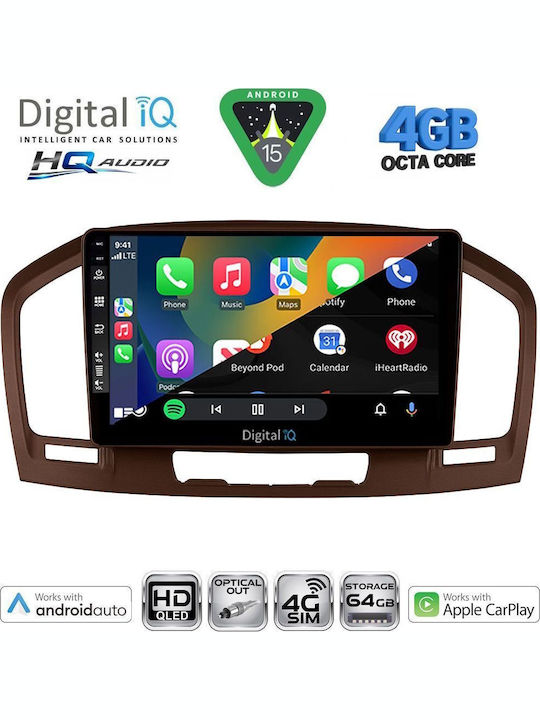 Digital IQ Auto-Audiosystem für Opel Insignia 2008-2013 Bluetooth USB Eingebautes Wi-Fi GPS Apple CarPlay Android Auto CD mit 9 Zoll Touchscreen