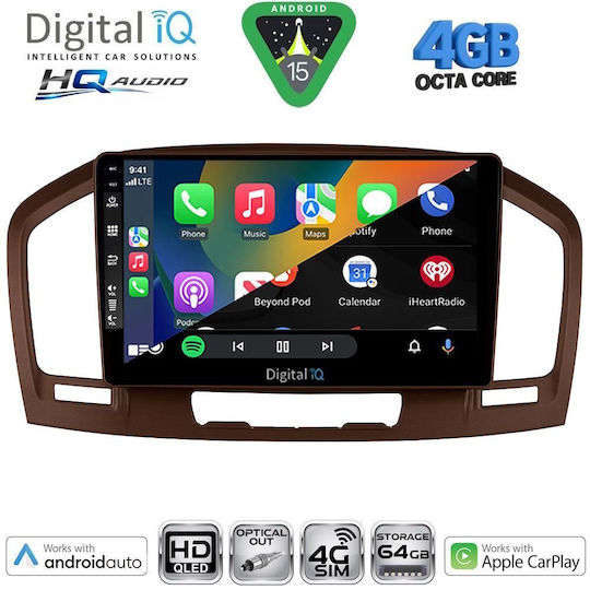 Digital IQ Ηχοσύστημα Αυτοκινήτου για Opel Insignia 2008-2013 (Bluetooth/USB/WiFi/GPS/Apple-Carplay/Android-Auto/CD) με Οθόνη Αφής 9"