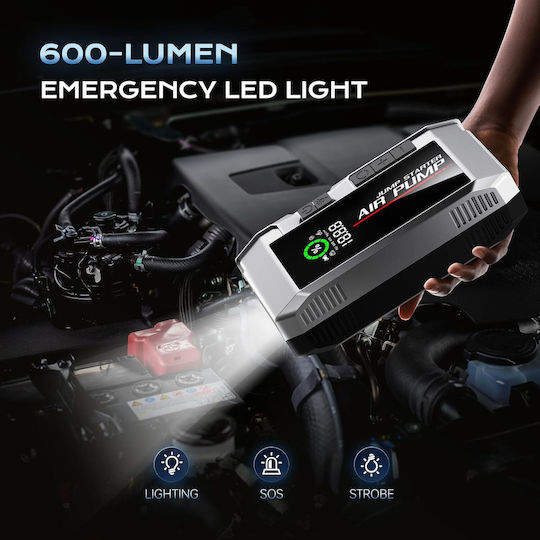 KalaXio Tragbarer Batterie-Starter Auto & Motorrad 7000A mit Pumpe 12V