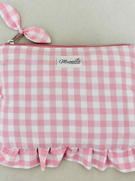 Платнен Козметичен Несесер Волан Pink Gingham