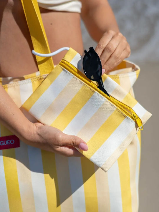 Κίτρινη Canvas Tote Bag 50x20x35 Cm Φερμουάρ & Εσωτερική Θήκη Brunet Flamingueo