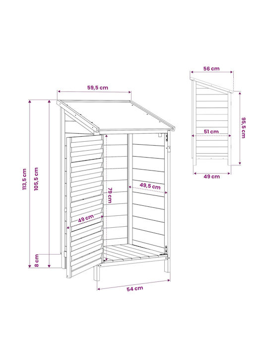 Wooden Garden Shed White 0.59x0.56x1.135m