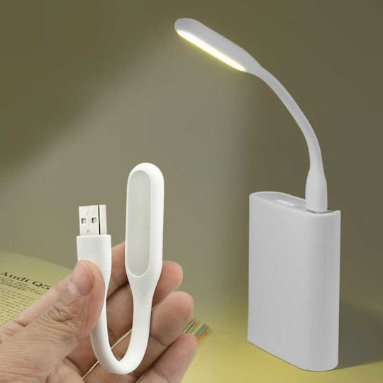 Lampă Led Mini Portabilă 1.2w Braț Flexibil Alimentare Usb Albă 16 Cm