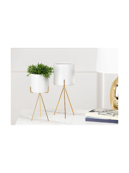 HowHomely Keramik Blumentopf Weiß 28cm