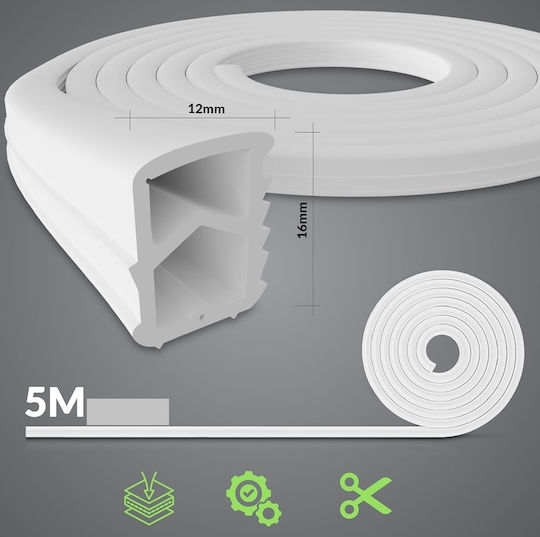 Steel Door Frame Seal 5 Meters Thermoplastic Elastomer 16x12 Mm