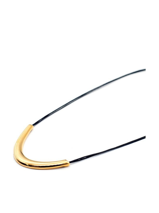 Irmelia Colier Tricotat Placat Cu Aur Negru