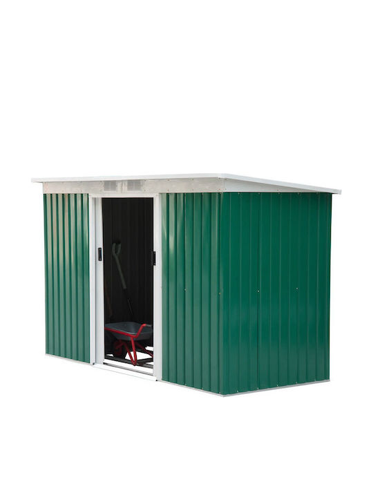 Depozit Metalic De Grădină Galvanizat Verde Rezistent La Vânt L2.8xL1.3xÎ1.72m