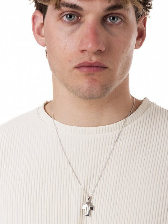 Oxzen Men's Silver Cross with Chain