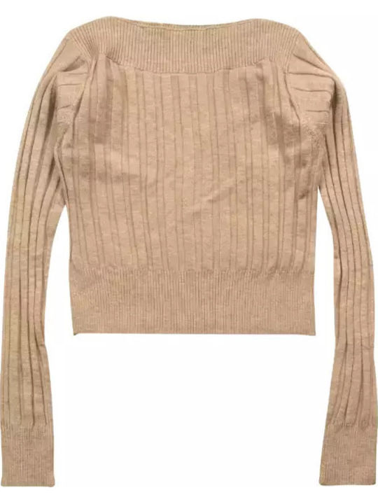 Kinderpullover Langarm dunkelbeige