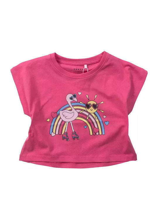 Kids' Crop Top Short Sleeve Camelia Rose Flamingo
