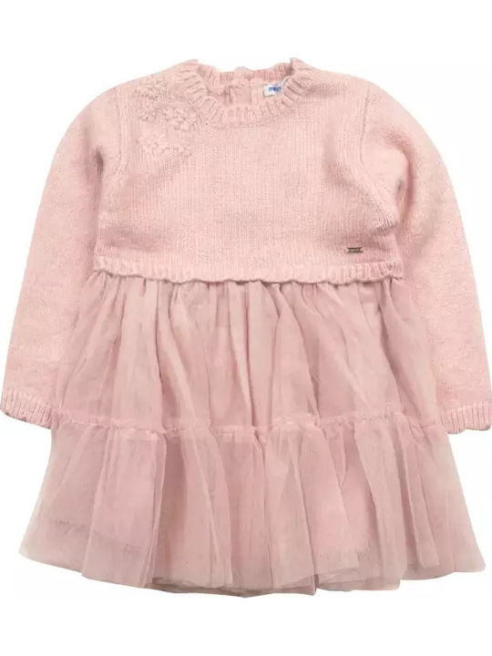 Children's Dress Long Sleeve Tulle Pink