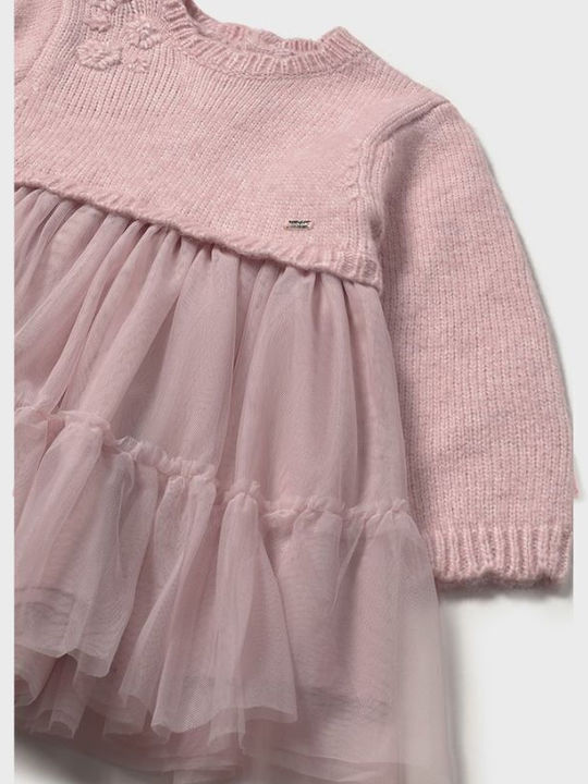Children's Dress Long Sleeve Tulle Pink