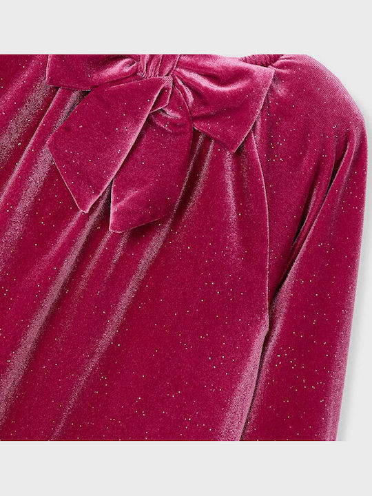 Sparkles Children's Dress Long Sleeve Velvet Bordeaux