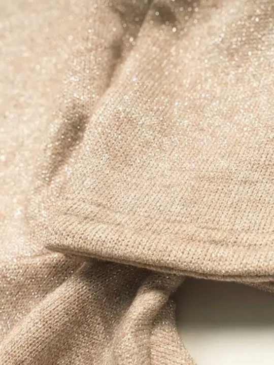 Children's Dress Long Sleeve Knitted Dark Beige