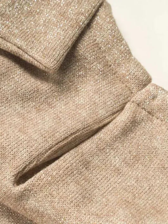 Children's Dress Long Sleeve Knitted Dark Beige