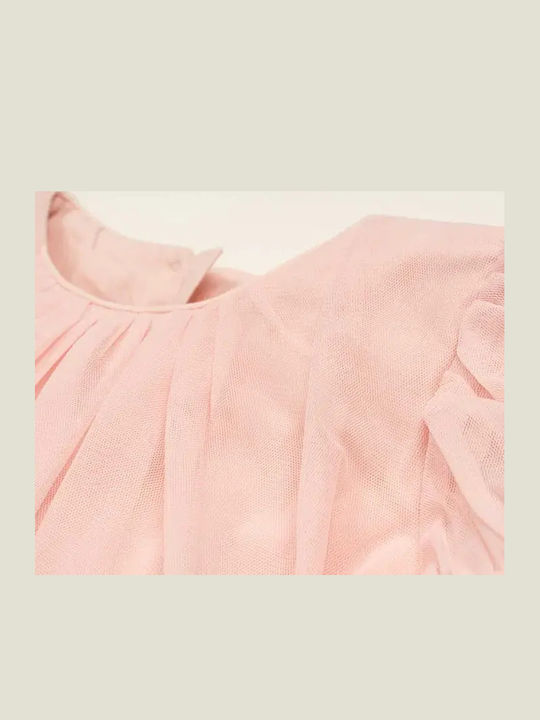 Mädchenkleid Kurzärmelig Tüll Rosa Fuchsia